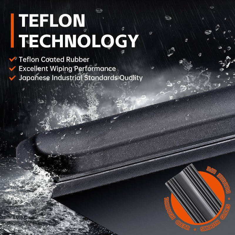 Close-up of Teflon-coated rubber repelling water